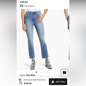 NWOT Pistola distressed high waist chew hem crop bootcut jeans